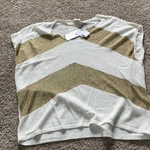 White and gold oversized slouch shirt